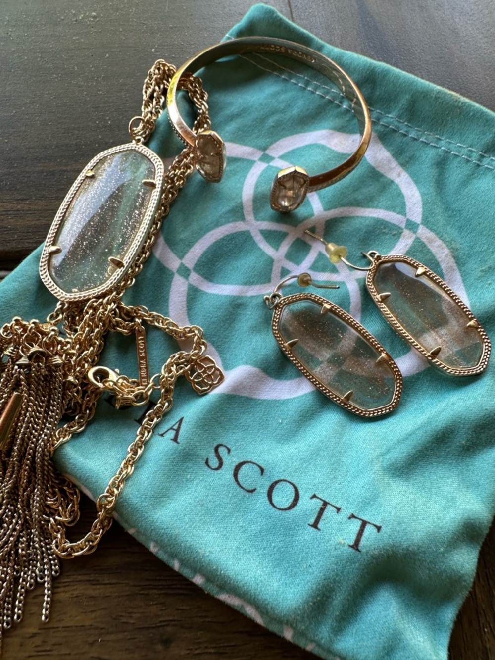 Kendra Scott Rose Gold Drusy Pendant Necklace and Cuff Bracelet Set - Picture 4 of 6